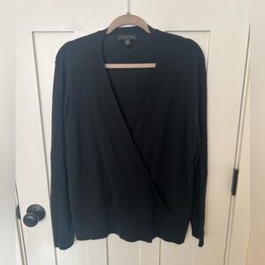 Ann Taylor Women’s V-Neck Wrap Front Wool Blend black sweater Size XXL